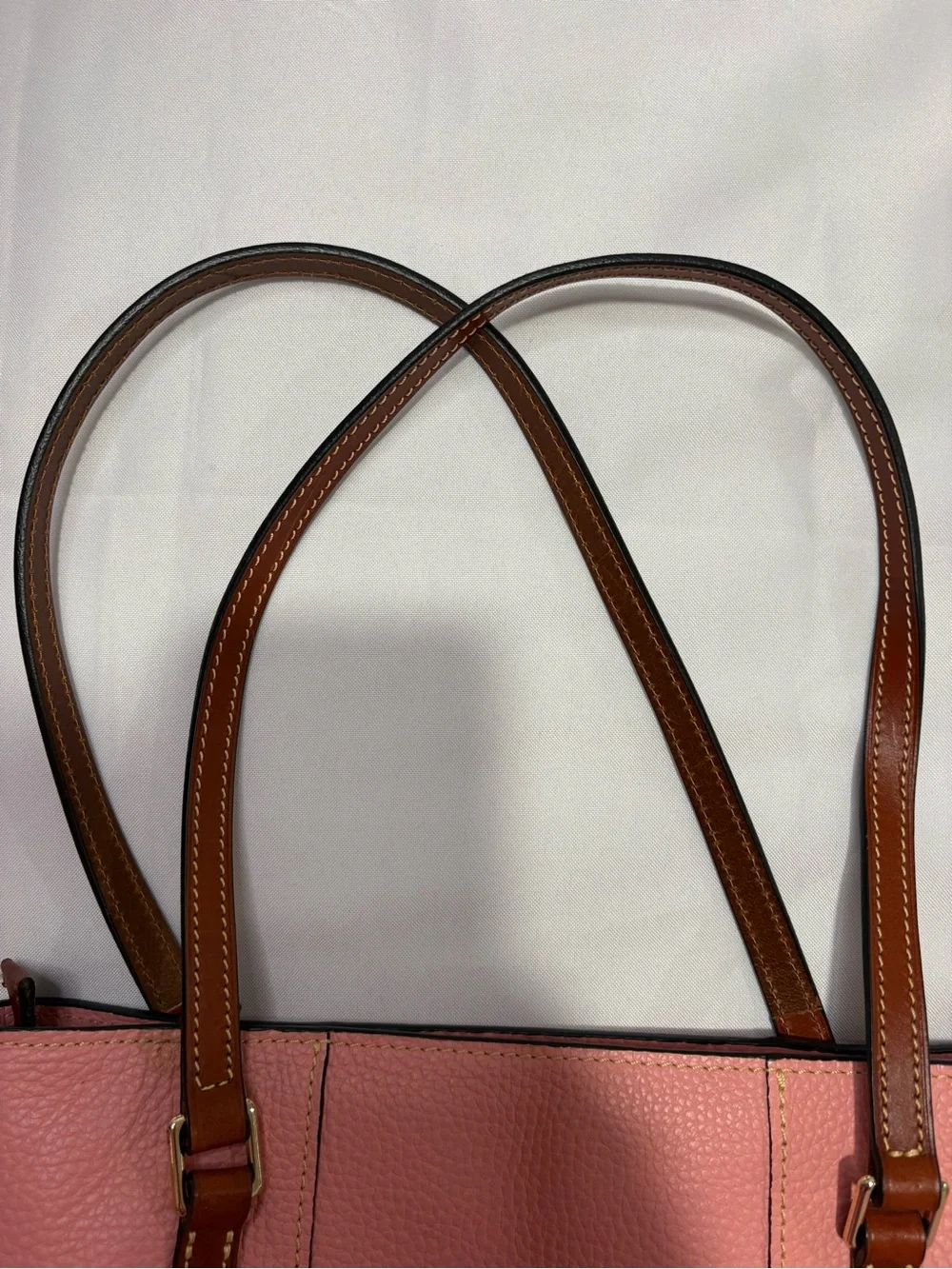Dooney & Bourke Pink Pebbled Tote with Brown Handles